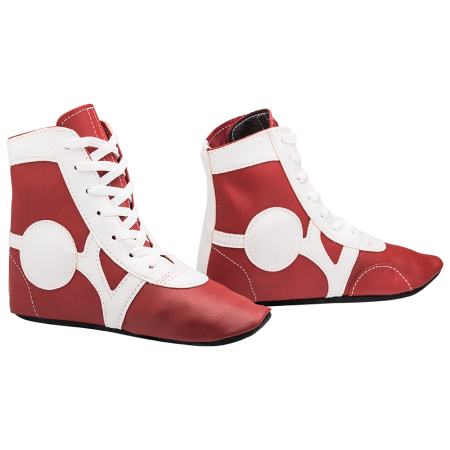Купить Обувь для самбо SM-0102, кожа, красный Rusco в Переславле-Залесском 