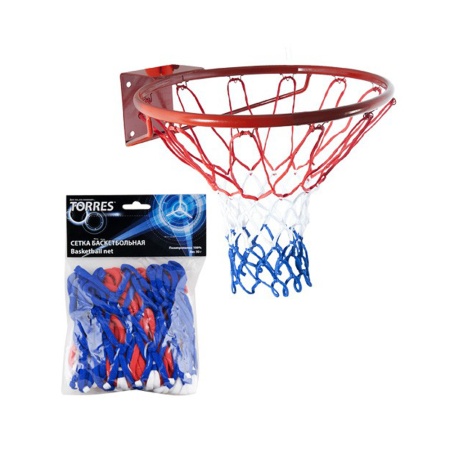 Купить Сетка баскетбольная Torres, нить 4 мм, бело-сине-красная в Переславле-Залесском 